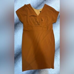 Alexia Admor Brown V-Neck Cap Sleeve Sheath Dress Plus Size 2XL Professional